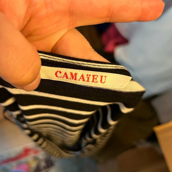 CAMAIEU BLACK & WHITE STRIPED BLOUSE - Picture 3 of 5